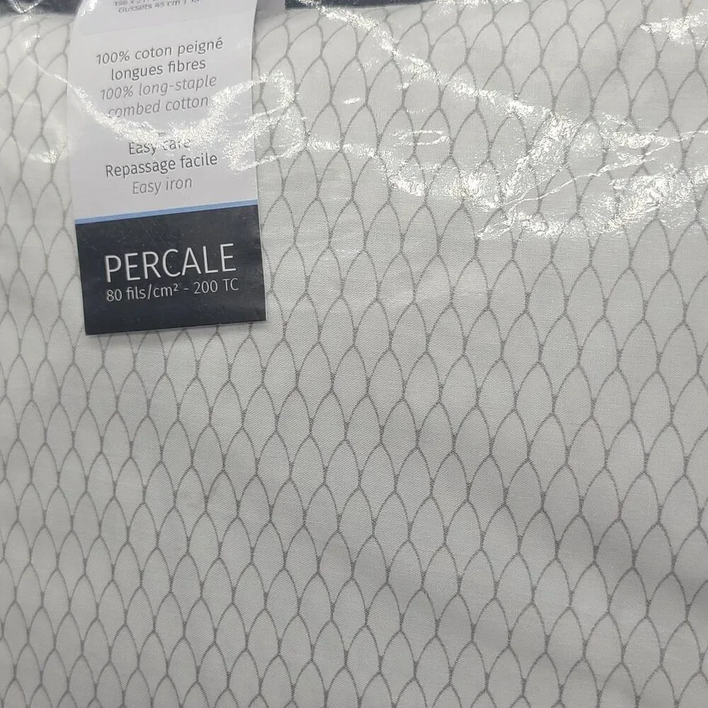 Anne De Solene Perle Lune Queen Fitted Sheet 100% Cotton Percale NEW $275